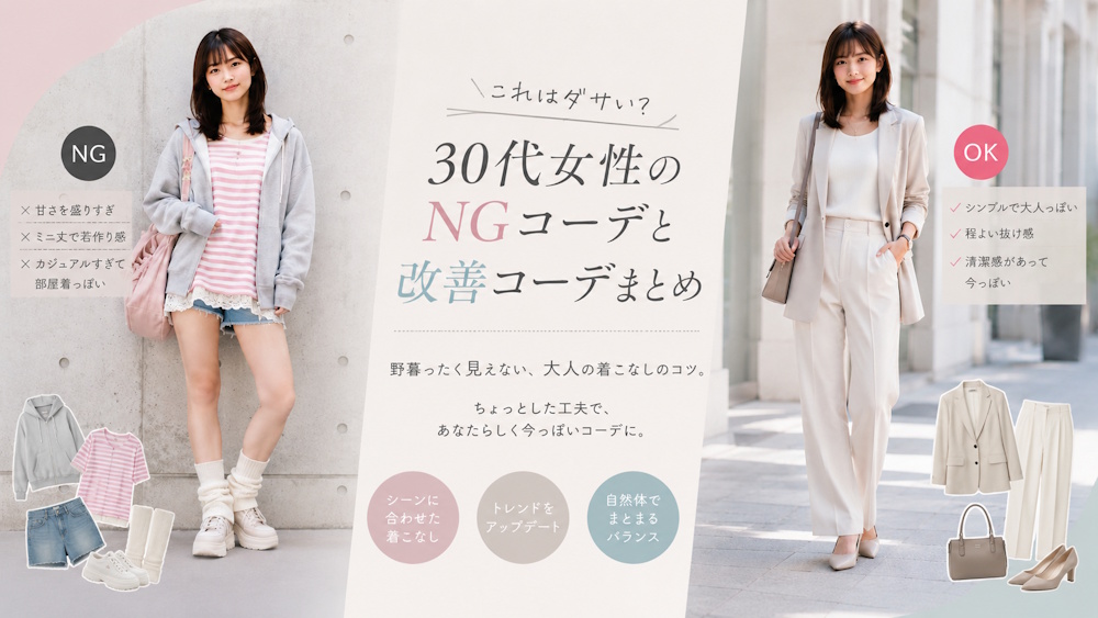 これはダサい？30代女性の痛いと思われがちなNGコーデと改善コーデまとめ