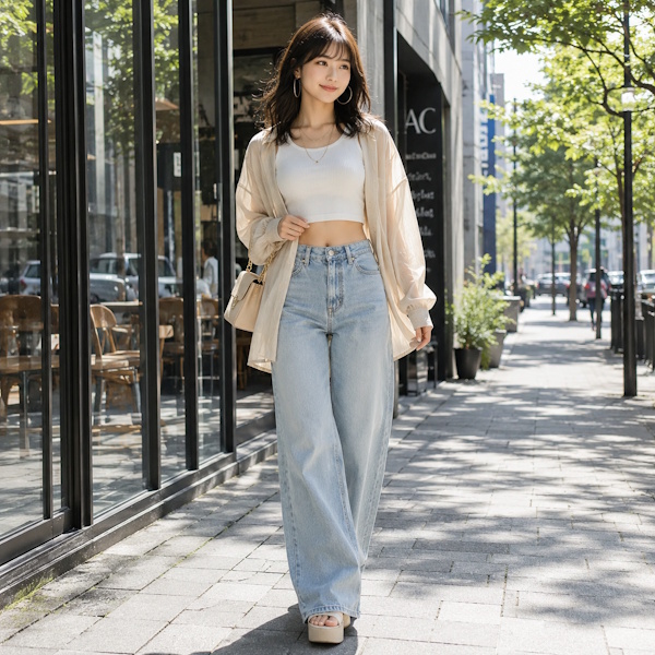 抜け感を意識した王道大人ギャルコーデ