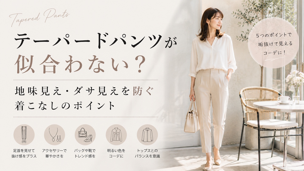 テーパードパンツが似合わない？地味見え・ダサ見えを防ぐ着こなしのポイント