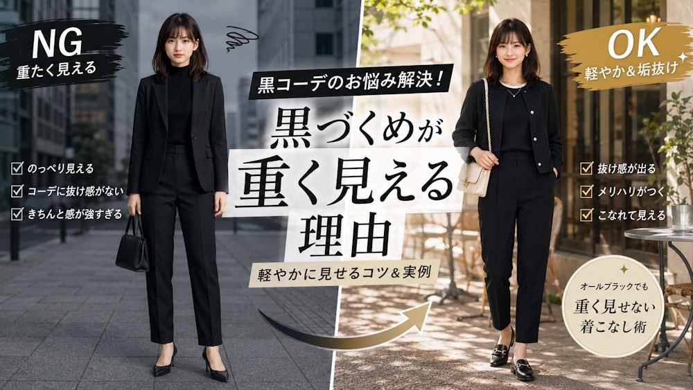 黒づくめコーデが重たく見える理由5選！おしゃれに着こなすポイントも解説