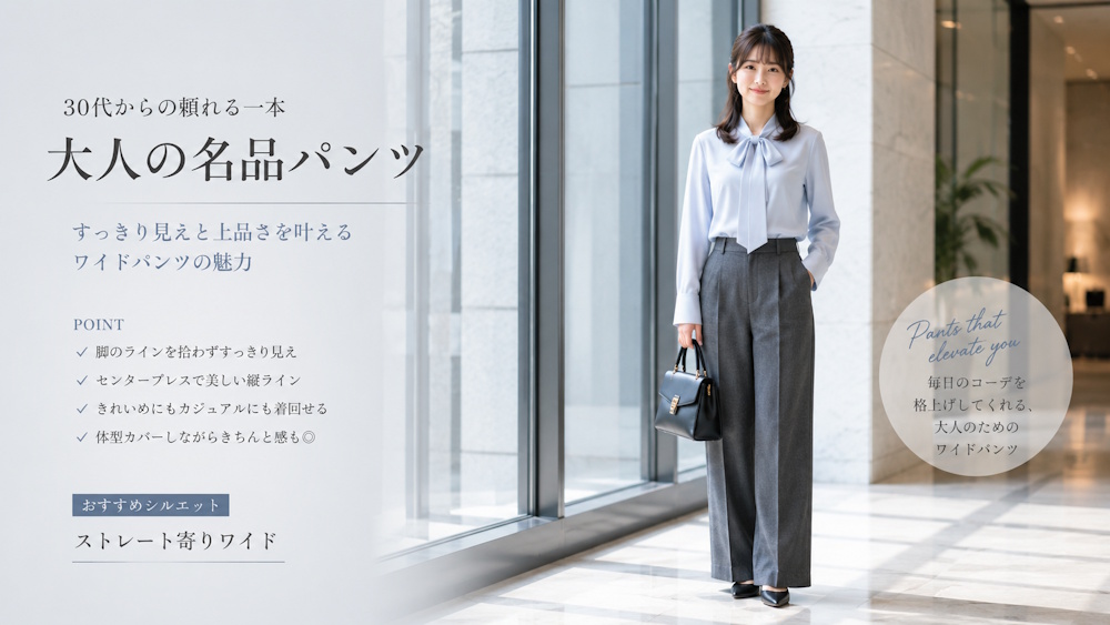 30代女性のワイドパンツコーデ・ダサ見えしない着こなしと選び方のポイント