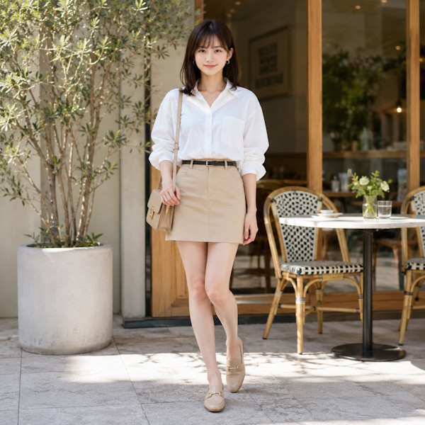 カフェ映えする大人のシャツスタイル