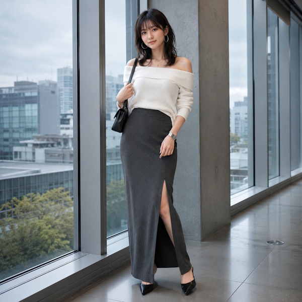 上品な肌見せを楽しむ大人フェミニン