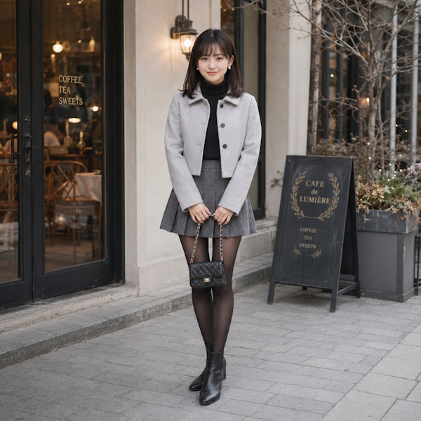 上品フェミニンな冬のプリーツコーデ