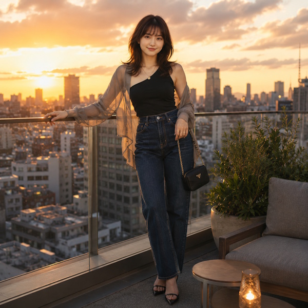 夕暮れに映えるラグジュアリー大人ギャル