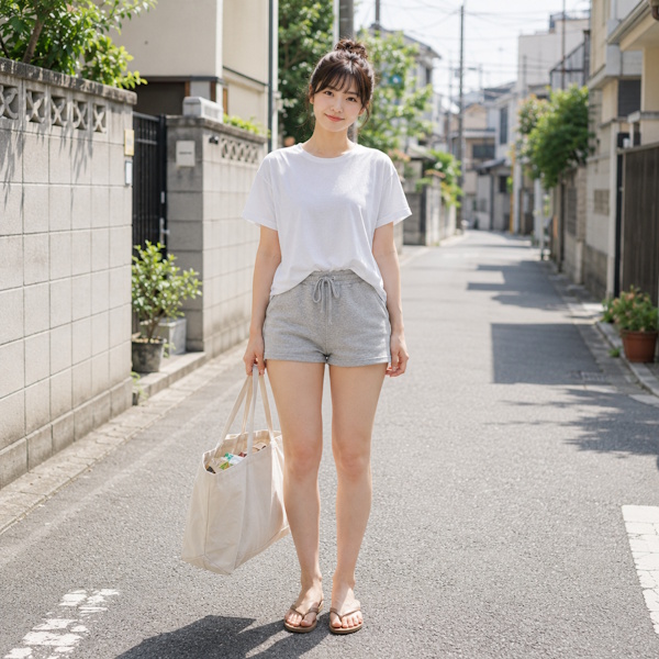 部屋着っぽく見えるスウェットショートパンツ